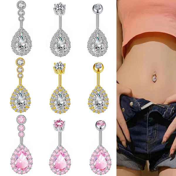 G23 Navel Ring - Hypoallergenic Teardrop Zircon Series