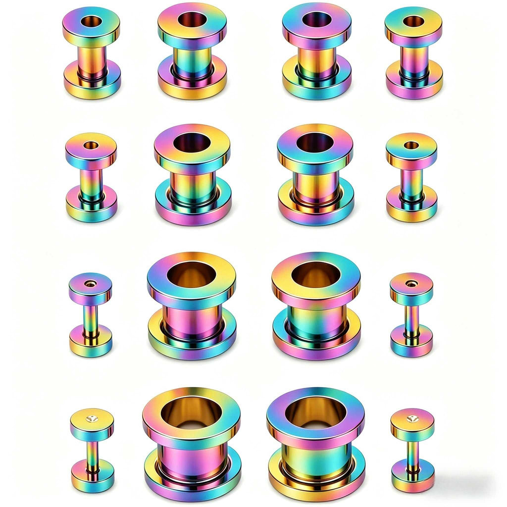 Complete Ear Stretching Kit 16PCS 1.6mm to 10mm Titanium Steel Expander Set | Body Piercing Jewelry for Men & Women