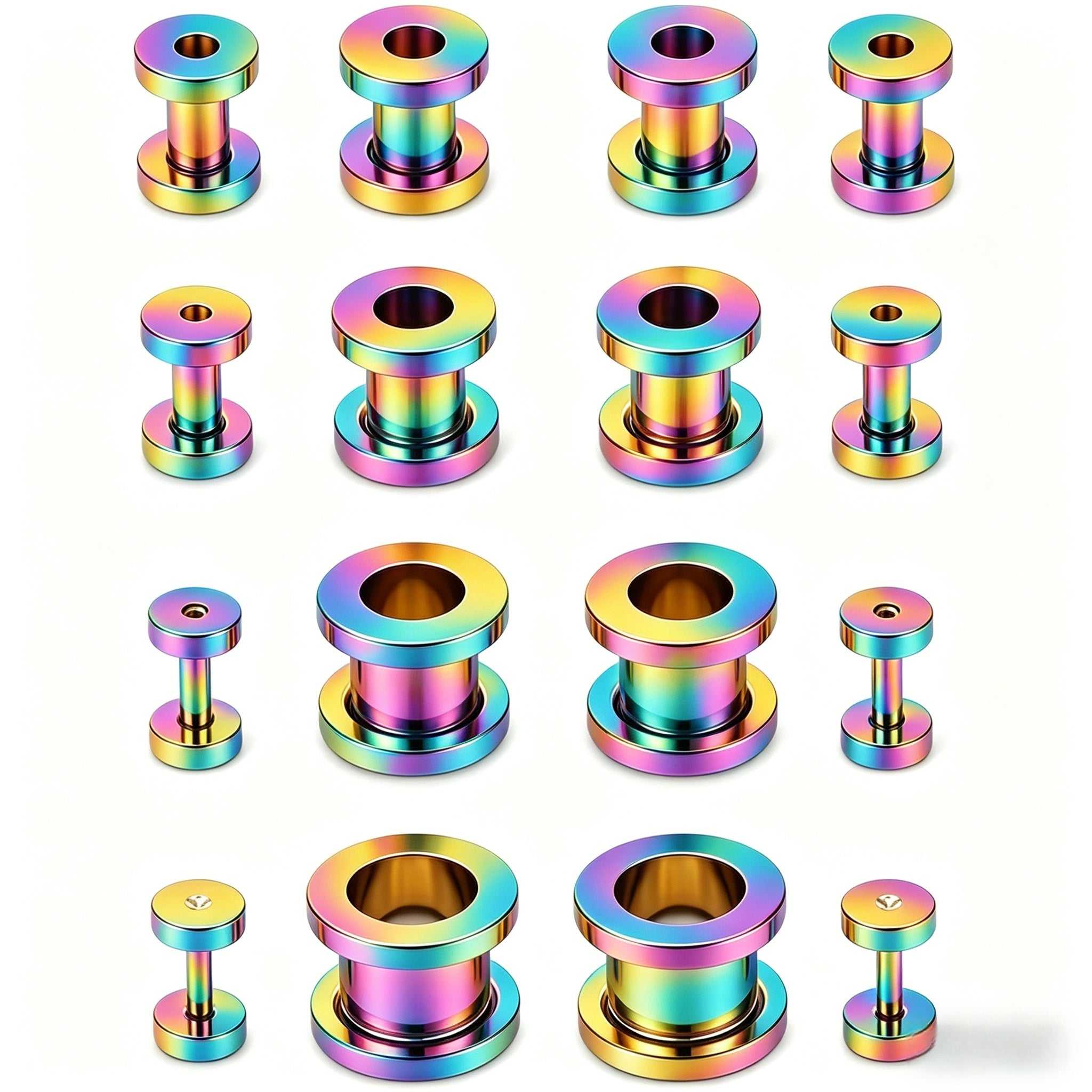 Complete Ear Stretching Kit 16PCS 1.6mm to 10mm Titanium Steel Expander Set | Body Piercing Jewelry for Men & Women