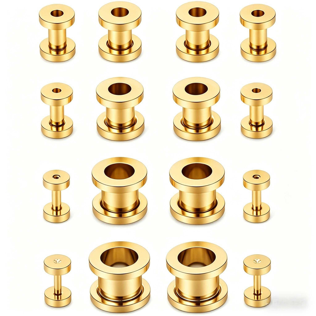 Complete Ear Stretching Kit 16PCS 1.6mm to 10mm Titanium Steel Expander Set | Body Piercing Jewelry for Men & Women