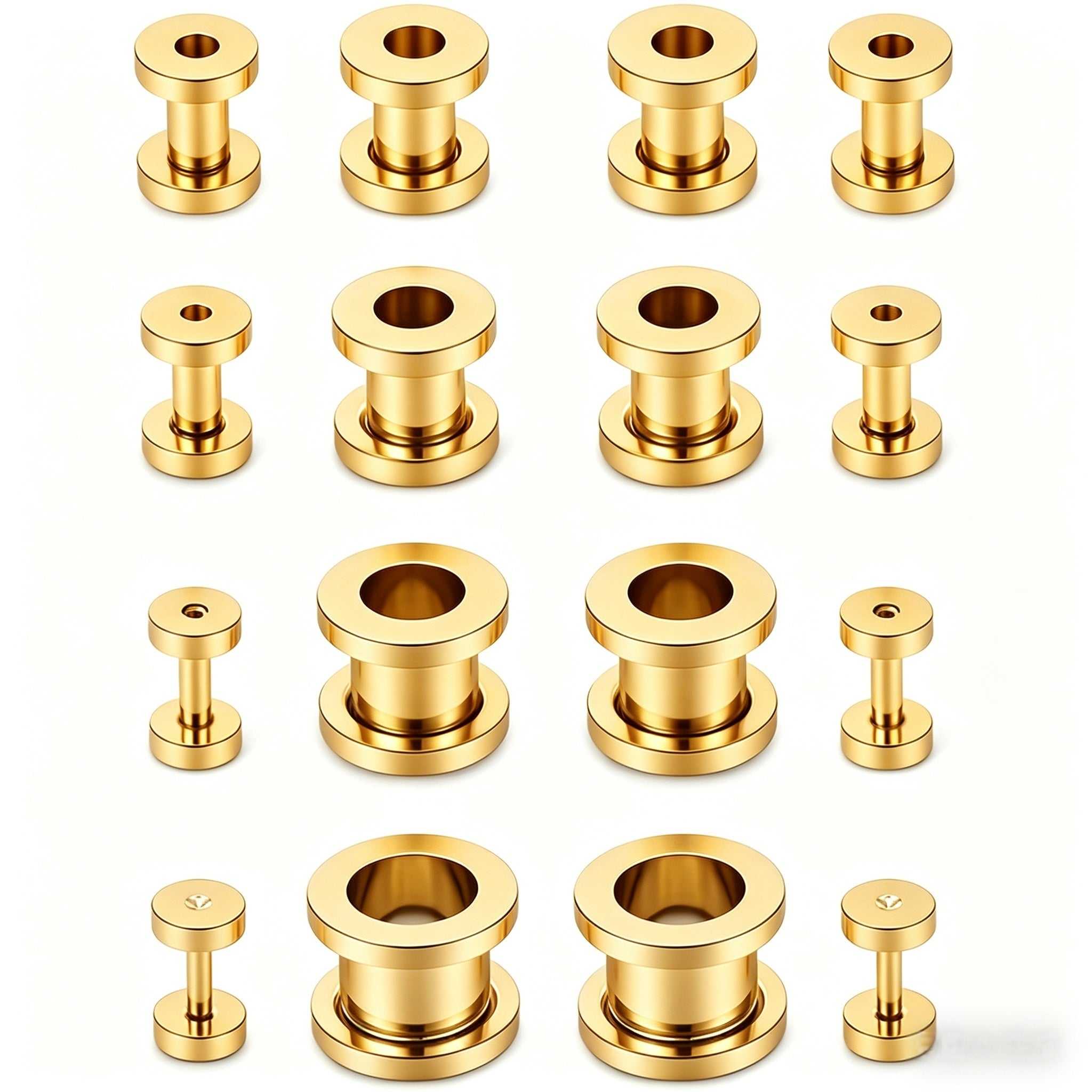 Complete Ear Stretching Kit 16PCS 1.6mm to 10mm Titanium Steel Expander Set | Body Piercing Jewelry for Men & Women